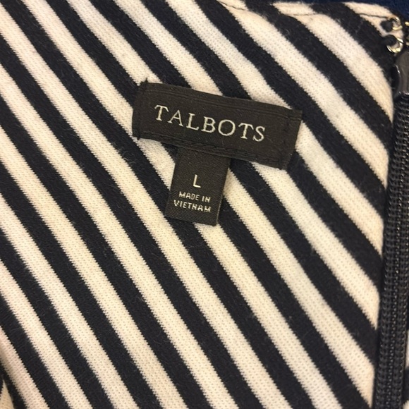 Talbots Black and White sleeveless v-neck stripe Dress, cotton knit, large - Picture 7 of 8